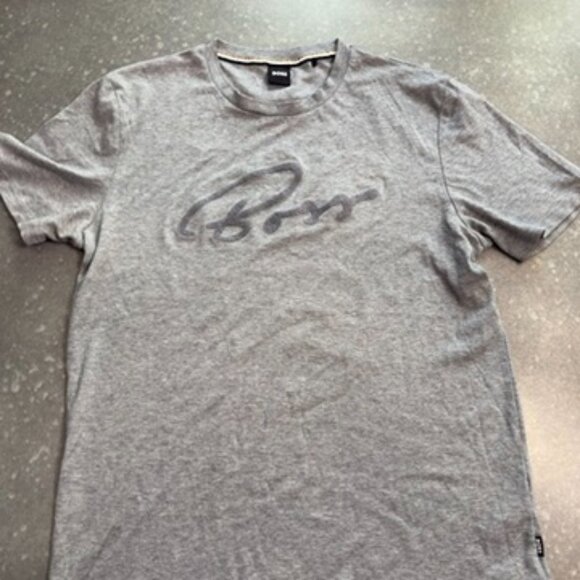 BOSS Gray Logo Graphic T-Shirt - Size Large - Picture 3 of 10